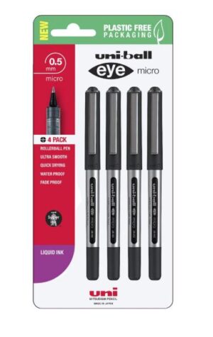 Uni-Ball Eye Micro Rollerball Pens Black (4 Pack)