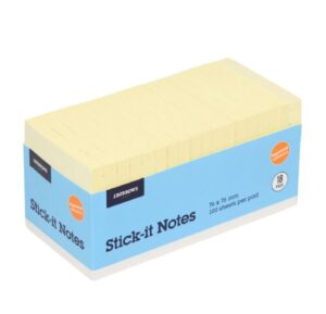 J.Burrows Stick-It Notes 76x76mm Yellow (18 Pack)