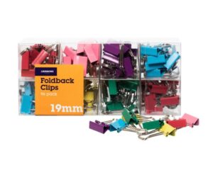 J.Burrows 19mm Foldback Clips Assorted (96 Pack)