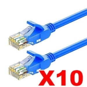 Ethernet Networking Lan Cable Patch Cord Blue - 1m (10 Pcs)