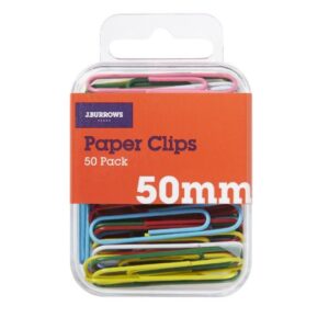 J.Burrows 50mm Paper Clips Assorted 50 Pack