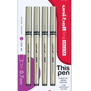 Uni-Ball Micro Deluxe Rollerball Pens Black 4 Pack (OW)