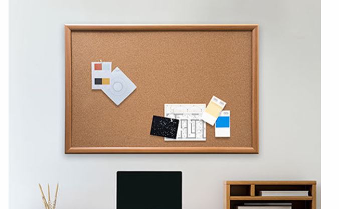 Visionchart Oak Style Frame Corkboard - 900 x 600mm